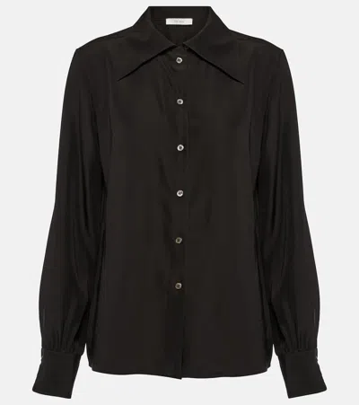 The Row Conan Cutaway-collar Button-front Silk Shirt In Black