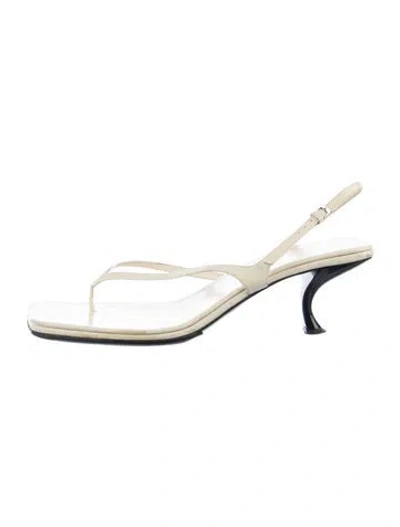 Pre-owned The Row Constance Leather Slingback Sandals In White