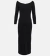 The Row Coralinda Off-shoulder Midi Dress In Black