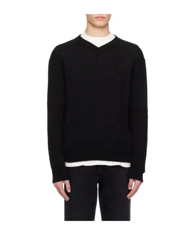 The Row Corbin Chevron-knit Jumper In Black