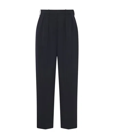 The Row Corby Wool Casual Pants In Blue