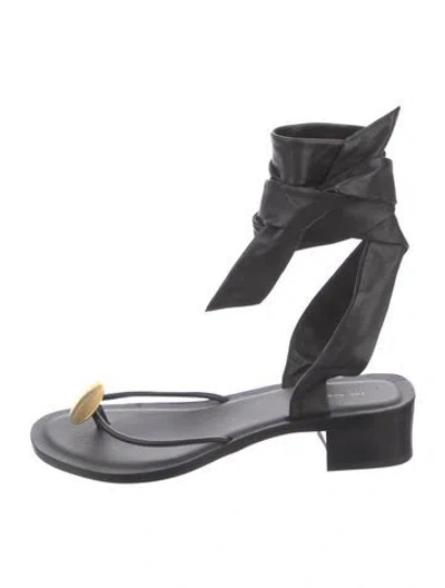 Pre-owned The Row Cord Leather Gladiator Sandals In Black