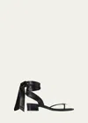 The Row Cord Nappa Leather Heeled Thong Sandals In Blackblackbrass