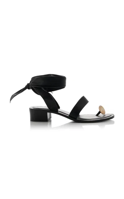 The Row Cord Tie-up Leather Sandals In Black