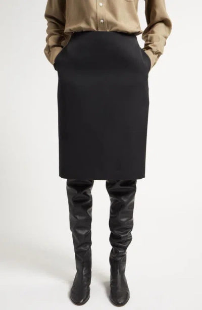 The Row Corrina Wool Blend Twill Skirt In Black