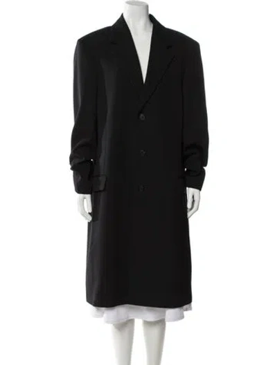 Pre-owned The Row Cortlandt Wool Peacoat In Black