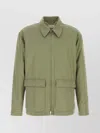 The Row Cotton Blend Justo Jacket Featuring Collar In Green
