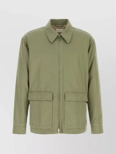 The Row Cotton Blend Justo Jacket Featuring Collar In Green