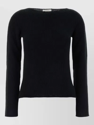 The Row Cotton Blend Omiko Sweater Long Sleeves In Black