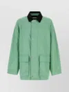 The Row Cotton Jacket With Long Sleeves And Front Pockets In Green