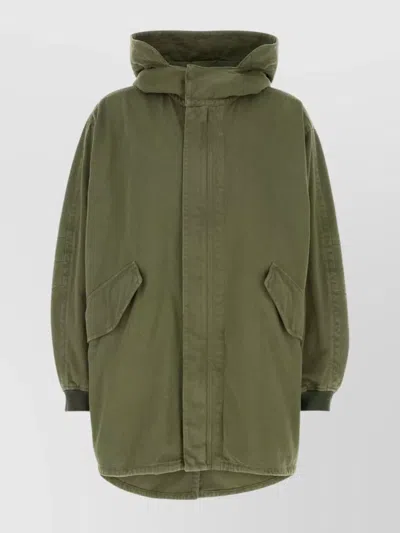 The Row Cotton Kemet Jacket Cuffed Sleeves In Green