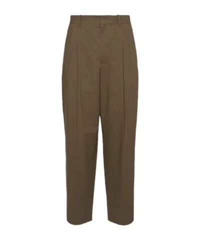 The Row Cotton Pleated Pants In Brown