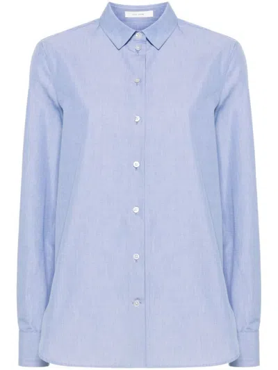 The Row Metis Cotton Poplin Shirt In Blue