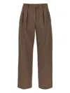 The Row Cotton Trousers With A Wide-leg Fit In Brown
