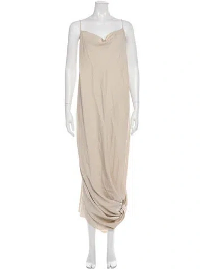 Pre-owned The Row Cowl Neck Long Dress In Neutral