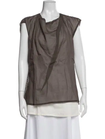 Pre-owned The Row Cowl Neck Sleeveless Top In Gray