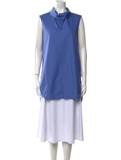 Pre-owned The Row Cowl Neck Sleeveless Tunic In Blue