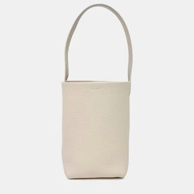 Pre-owned The Row Cream Leather Parkback Small In White