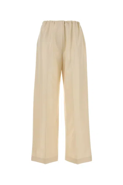 The Row Silk Beta Pant Full Length Wide Leg In Brown