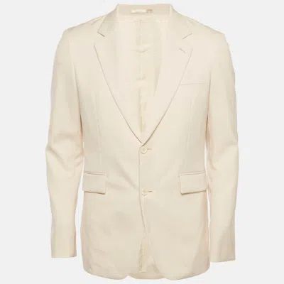 Pre-owned The Row Cream Wool Blend Single Breasted Blazer S