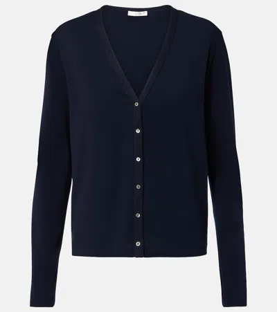 The Row Cresp Ribbed-knit Cotton Jersey Cardigan In Blue