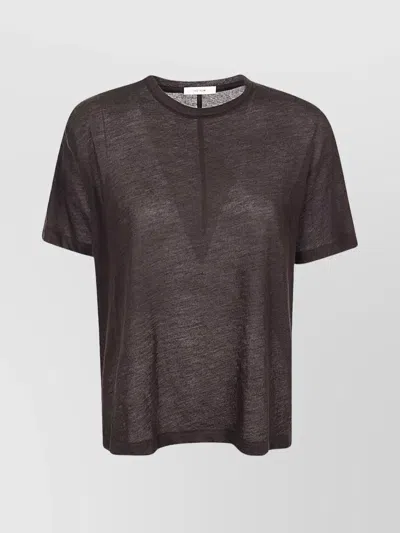 THE ROW CREW NECK CASHMERE TOP WITH CONTRAST STITCHING