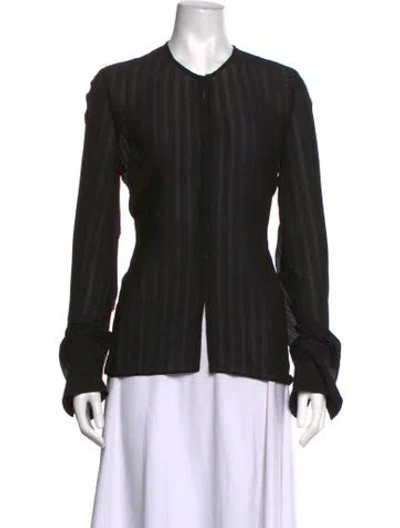 Pre-owned The Row Crew Neck Long Sleeve Blouse In Black