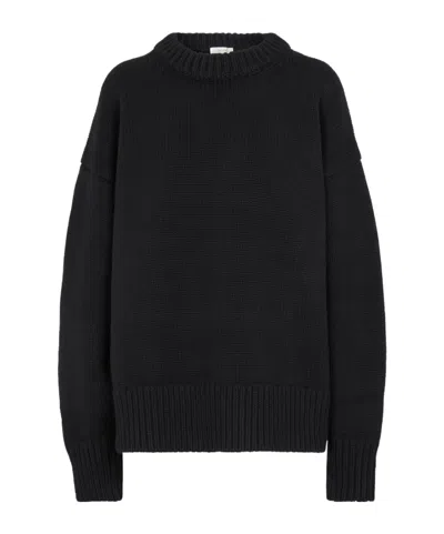 The Row Crew Neck Long Sleeve Sweater In Black