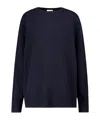 The Row Crew Neck Long Sleeve Sweater In Blue