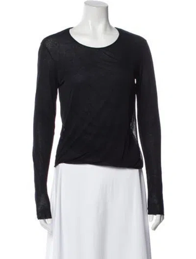 Pre-owned The Row Crew Neck Long Sleeve Top In Black