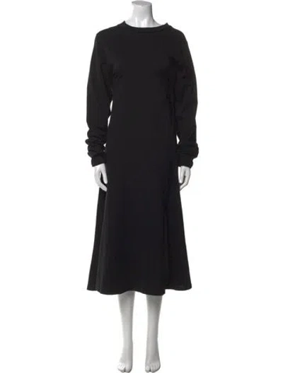 Pre-owned The Row Crew Neck Midi Length Dress In Black