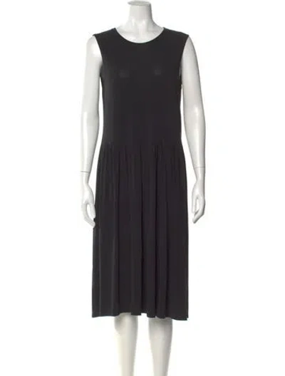 Pre-owned The Row Crew Neck Midi Length Dress In Black