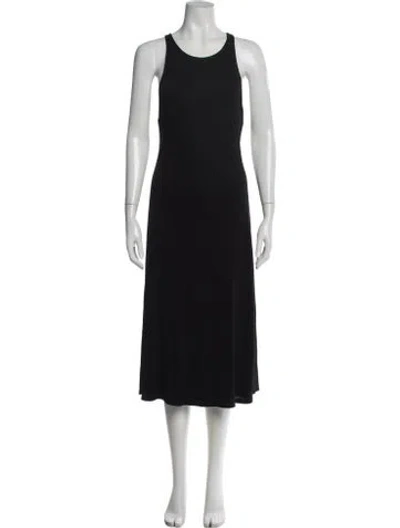 Pre-owned The Row Crew Neck Midi Length Dress In Black