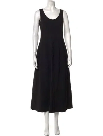 Pre-owned The Row Crew Neck Midi Length Dress In Black