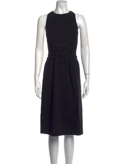 Pre-owned The Row Crew Neck Midi Length Dress In Black