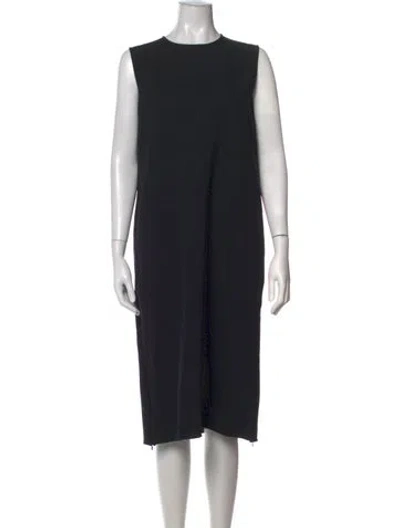 Pre-owned The Row Crew Neck Midi Length Dress In Black
