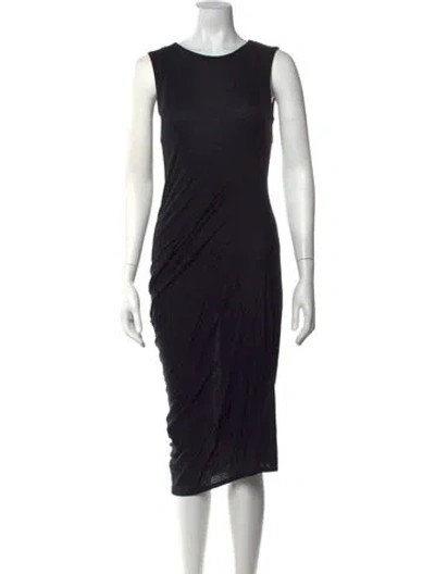 Pre-owned The Row Crew Neck Midi Length Dress In Black