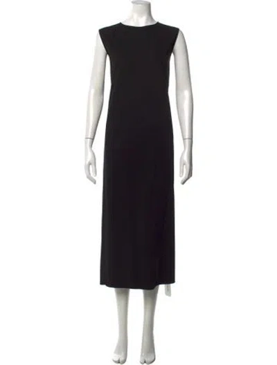Pre-owned The Row Crew Neck Midi Length Dress In Black