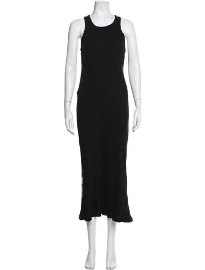 Pre-owned The Row Crew Neck Midi Length Dress In Black