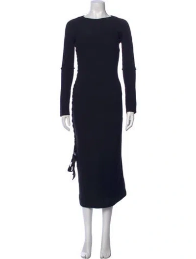 Pre-owned The Row Crew Neck Midi Length Dress In Black