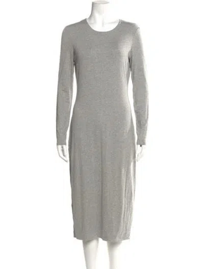 Pre-owned The Row Crew Neck Midi Length Dress In Gray