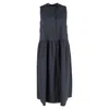 The Row Crew Neck Midi Length Dress In Navy Blue Cotton In Blue