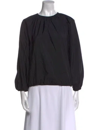 Pre-owned The Row Crew Neck Three-quarter Sleeve Blouse In Black