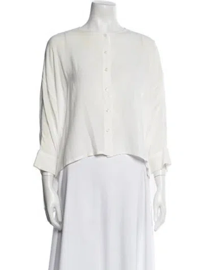 Pre-owned The Row Crew Neck Three-quarter Sleeve Blouse In White