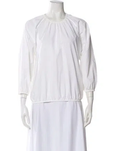 Pre-owned The Row Crew Neck Three-quarter Sleeve Blouse In White