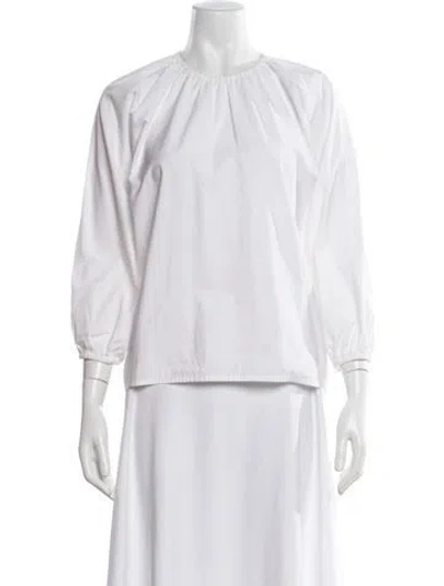 Pre-owned The Row Crew Neck Three-quarter Sleeve Blouse In White