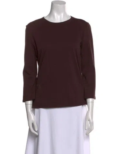 Pre-owned The Row Crew Neck Three-quarter Sleeve Top In Brown