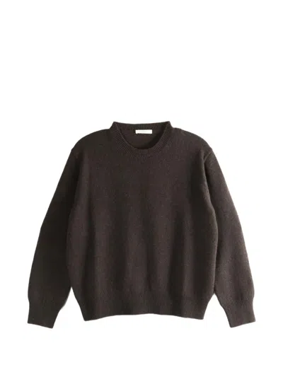The Row Crew-neck Long-sleeve Sweater In Brown