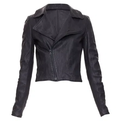 Pre-owned The Row Crinkled Leather Minimal Biker Jacket In Black