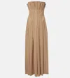 The Row Cristel Pleated Poplin Bustier Gown In Beige